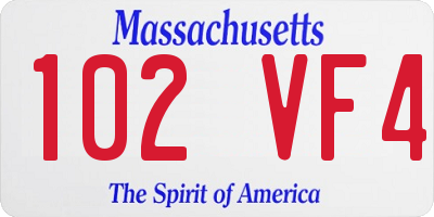 MA license plate 102VF4