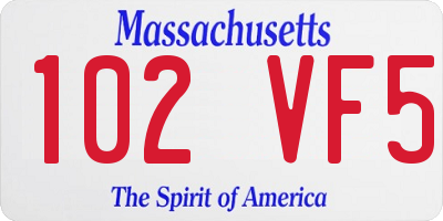MA license plate 102VF5