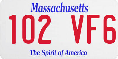 MA license plate 102VF6