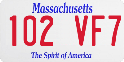 MA license plate 102VF7