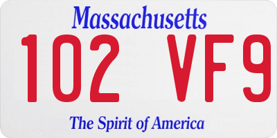 MA license plate 102VF9