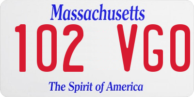 MA license plate 102VG0