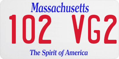 MA license plate 102VG2