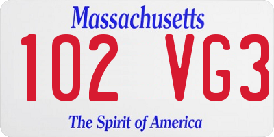 MA license plate 102VG3