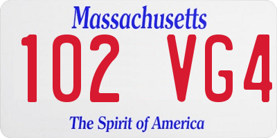 MA license plate 102VG4