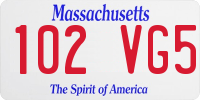 MA license plate 102VG5