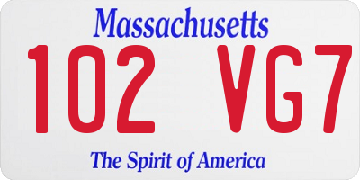 MA license plate 102VG7
