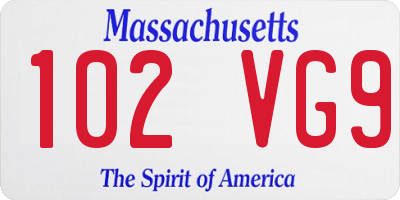 MA license plate 102VG9
