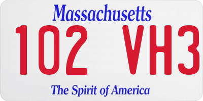 MA license plate 102VH3