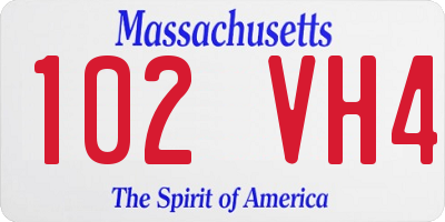 MA license plate 102VH4