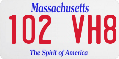 MA license plate 102VH8