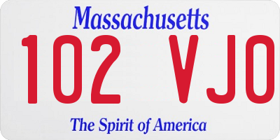 MA license plate 102VJ0