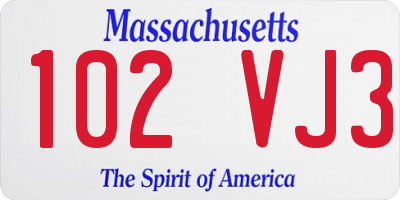 MA license plate 102VJ3