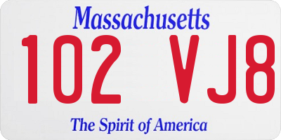 MA license plate 102VJ8
