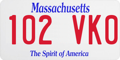 MA license plate 102VK0