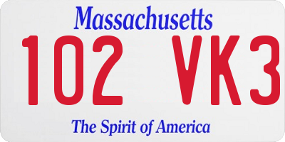 MA license plate 102VK3