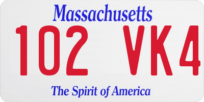 MA license plate 102VK4