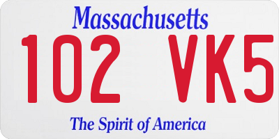MA license plate 102VK5