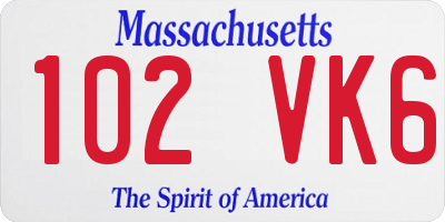 MA license plate 102VK6