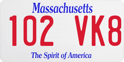 MA license plate 102VK8