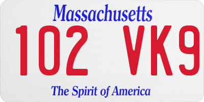 MA license plate 102VK9