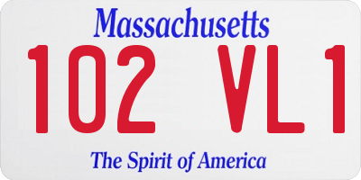 MA license plate 102VL1