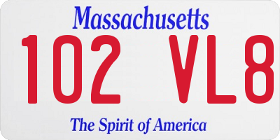MA license plate 102VL8