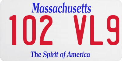 MA license plate 102VL9
