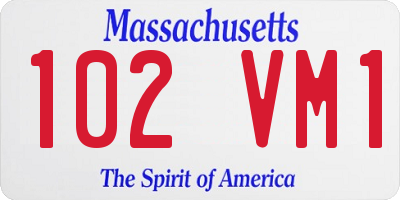 MA license plate 102VM1