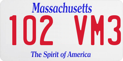 MA license plate 102VM3