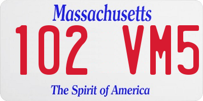 MA license plate 102VM5