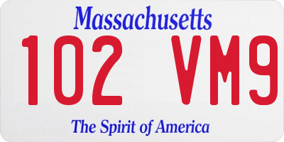 MA license plate 102VM9