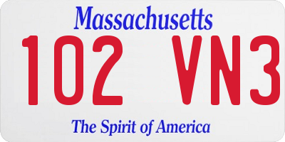 MA license plate 102VN3
