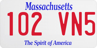 MA license plate 102VN5