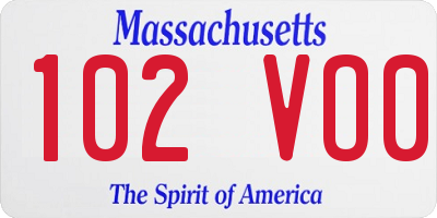 MA license plate 102VO0