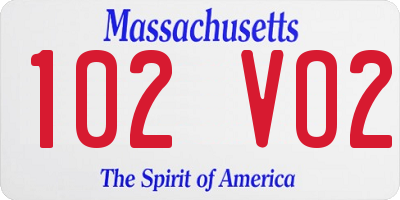 MA license plate 102VO2