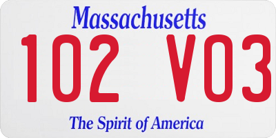MA license plate 102VO3