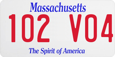 MA license plate 102VO4