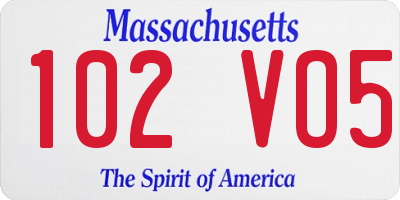 MA license plate 102VO5