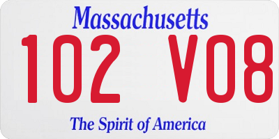 MA license plate 102VO8