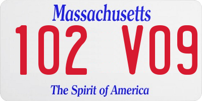 MA license plate 102VO9