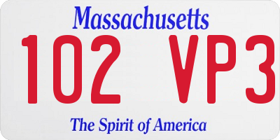MA license plate 102VP3