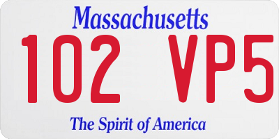 MA license plate 102VP5