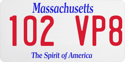 MA license plate 102VP8