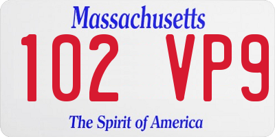 MA license plate 102VP9