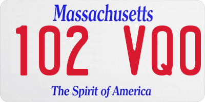 MA license plate 102VQ0