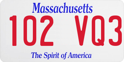MA license plate 102VQ3