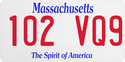 MA license plate 102VQ9
