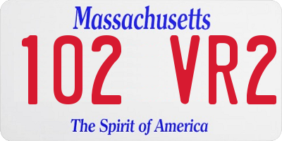 MA license plate 102VR2