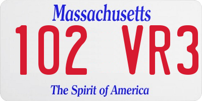 MA license plate 102VR3